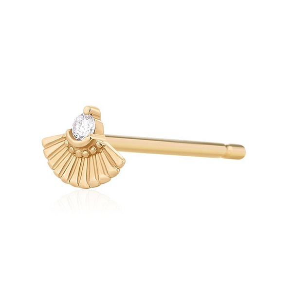 Aurelie Gi GLORIA 14k Yellow Gold Diamond Fan Single Stud Earring