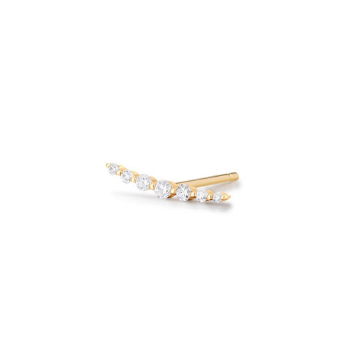 Aurelie Gi MONICA 14k Yellow Gold Single Diamond Bar Stud Earring