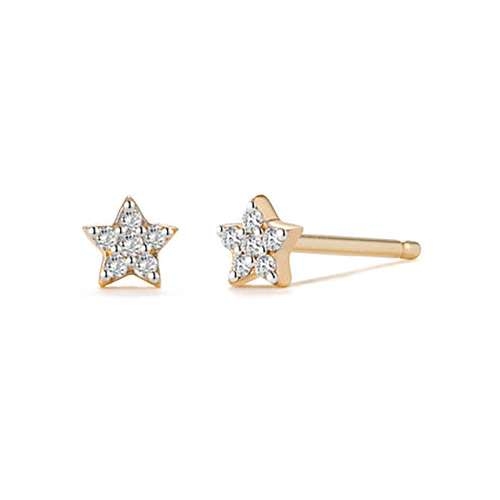 Aurelie Gi FELICITY 14k Yellow Gold Diamond Star Stud Earrings