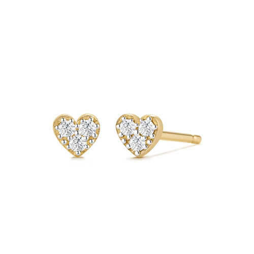Aurelie Gi SOPHIE 14k Yellow Gold Diamond Heart Cluster Stud Earrings