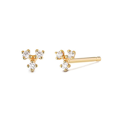 Aurelie Gi CLOVER 14k Yellow Gold Diamond Stud Earrings