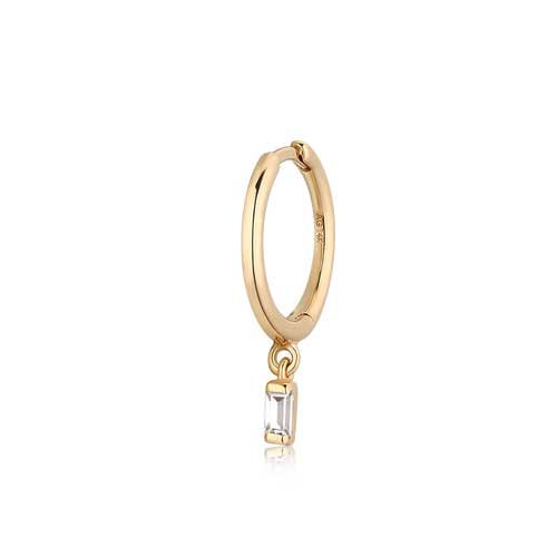 Aurelie Gi Miley 14k Yellow Gold Single White Topaz Huggie Hoop Earring