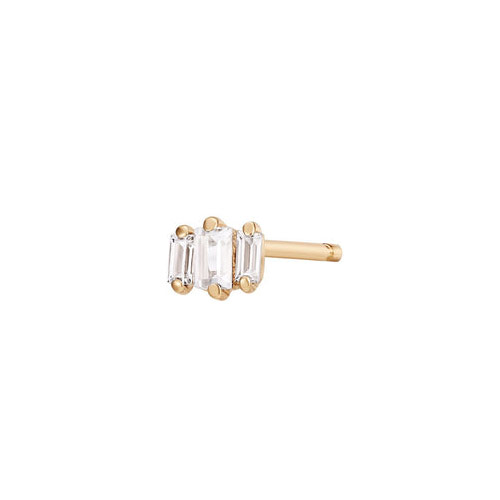 Aurelie Gi FAYE 14k Yellow Gold Single White Topaz Baguette Stud Earring