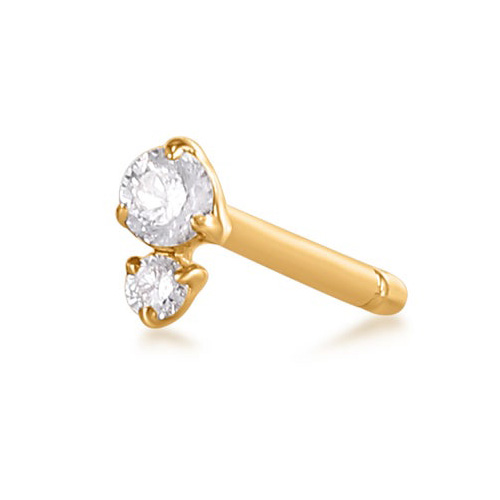 Aurelie Gi AVERY 14k Yellow Gold Double Diamond Single Stud