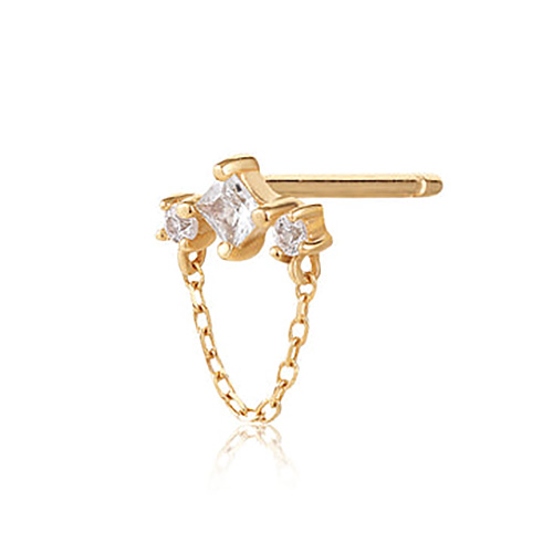 Aurelie Gi MIST 14k Yellow Gold White Sapphire Drop Chain Earring