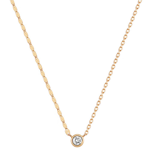 Aurelie Gi NOLA 14k Yellow Gold .05 ct Diamond Bezel Necklace with Dual Chain