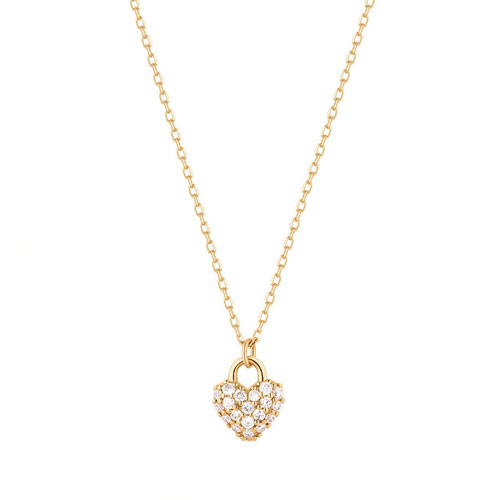 Aurelie Gi BELLA 14k Yellow Gold Diamond Heart Necklace