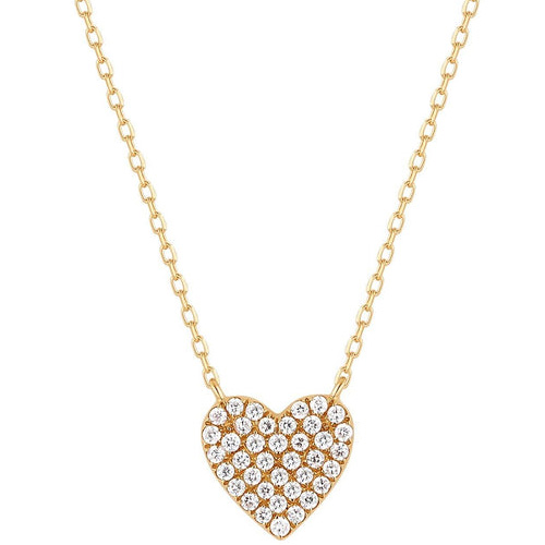 Aurelie Gi ELSIE 14k Yellow Gold Diamond Pave Heart Necklace