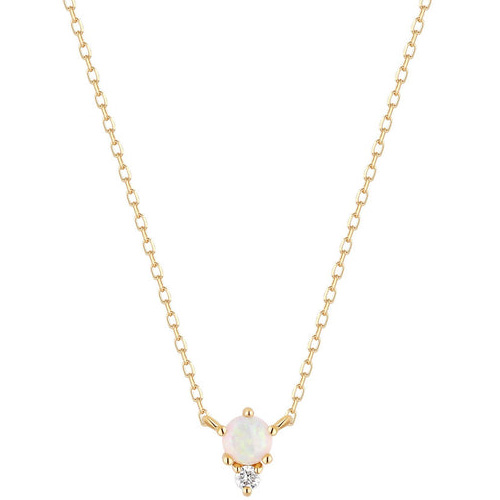 Aurelie Gi ZENA 14k Yellow Gold Opal and Diamond Necklace