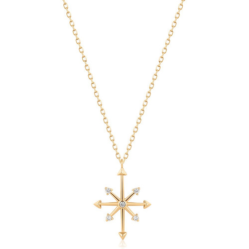 Aurelie Gi CANDIE 14k Yellow Gold Diamond Octagram Star Necklace