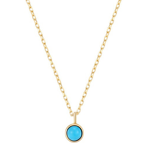 Aurelie Gi MARIA 14k Yellow Gold 2.5mm Turquoise Solitaire Necklace