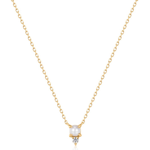 Aurelie Gi TALIA 14k Yellow Gold Freshwater Cultured Pearl and White Sapphire Necklace