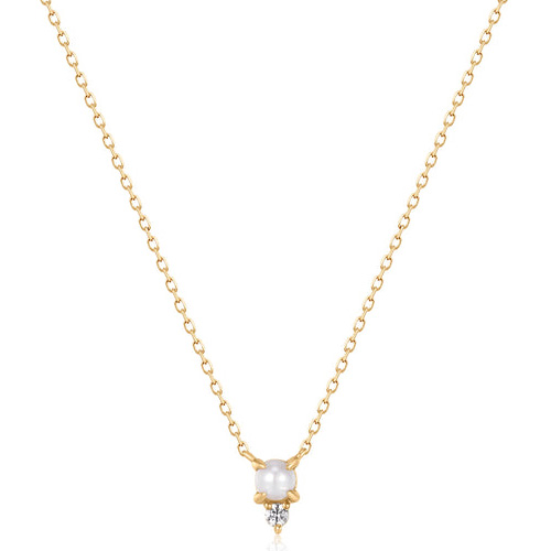 Aurelie Gi TALIA 14k Yellow Gold Freshwater Cultured Pearl and White Sapphire Necklace