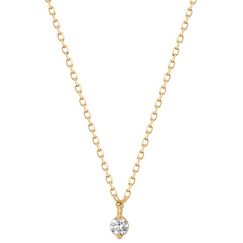 Aurelie Gi ESME 14k Yellow Gold Floating Diamond Solitaire Necklace
