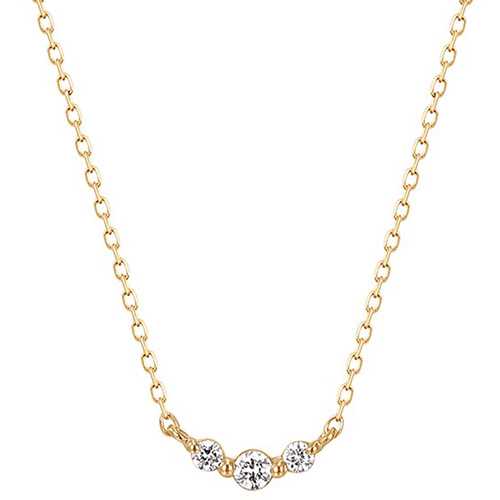 Aurelie Gi INEZ 14k Yellow Gold Triple Diamond Necklace