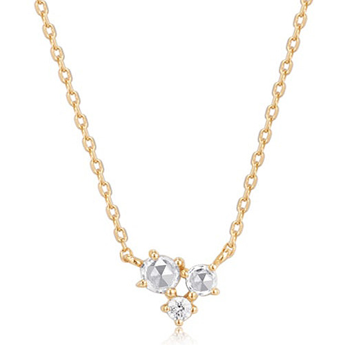 Aurelie Gi NORMA 14k Yellow Gold Three-Stone Rose Cut White Sapphire Necklace