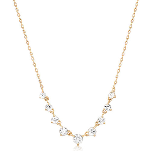 Aurelie Gi ROSAMUND 14k Yellow Gold Rose Cut White Sapphire Necklace