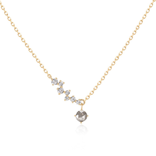 Aurelie Gi 14k Yellow Gold Gray Diamond and White Sapphire Constellation Necklace