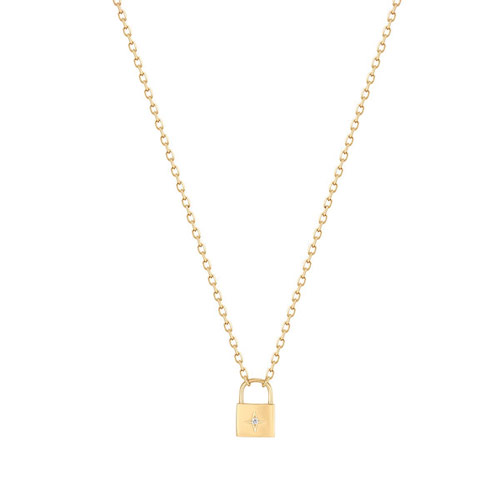 Aurelie Gi REHANA 14k Yellow Gold Diamond Padlock Necklace