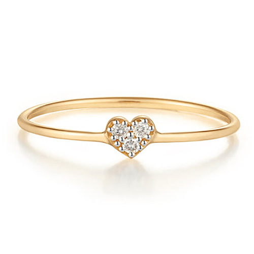 Aurelie Gi SOPHIE 14k Yellow Gold Diamond Heart Ring