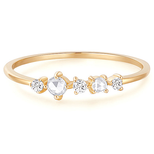 Aurelie Gi ANNE 14k Yellow Gold Rose Cut White Sapphire Ring
