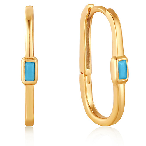 Ania Haie Created Turquoise 14k Gold-plated Sterling Silver Oval Hoop Earrings