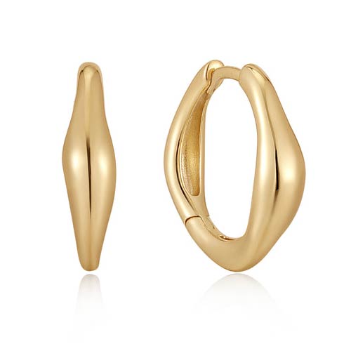 Ania Haie Gold-Plated Sterling Silver Wave Huggie Hoop Earrings