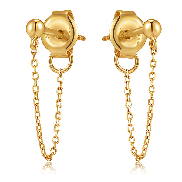 Ania Haie 14k Yellow Gold Chain Front to Back Cable Chain Drop Earrings