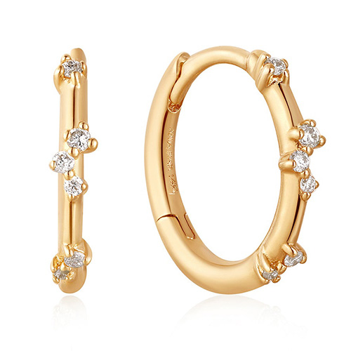 Ania Haie 14k Yellow Gold Stargazer .07 ct tw Diamond Huggie Hoop Earrings