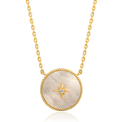 Ania Haie 14k Gold-plated Sterling Silver Mother Of Pearl Emblem Necklace