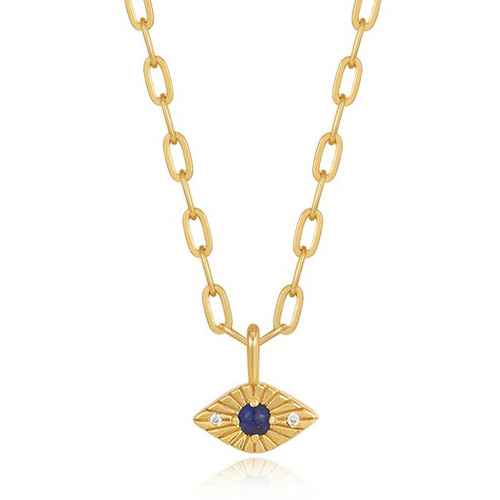 Ania Haie 14k Gold-plated Sterling Silver Lapis Evil Eye Necklace