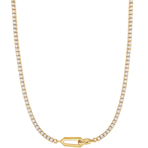 Ania Haie Gold-plated Sterling Silver Sparkle CZ Chain Tennis Interlock Necklace