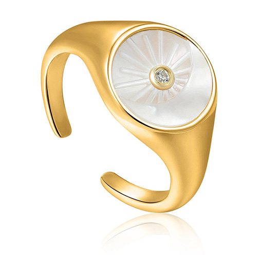 Ania Haie Eclipse Emblem Gold-plated Sterling Silver Adjustable Ring