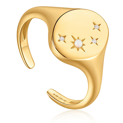 Ania Haie Starry Kyoto Opal Gold-Plated Sterling Silver Adjustable Signet Ring