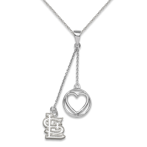 Sterling Silver St. Louis Cardinals Beloved Heart Necklace