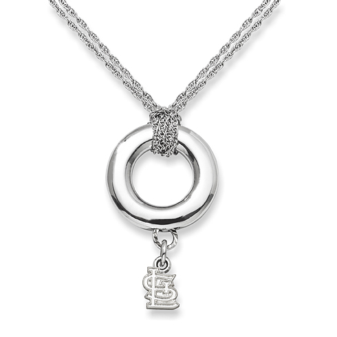 Sterling Silver 16in St Louis Cardinals Halo Necklace