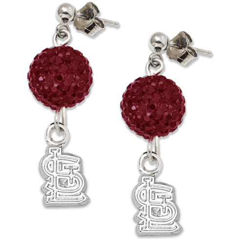 Sterling Silver St. Louis Cardinals Crystal Ovation Earrings