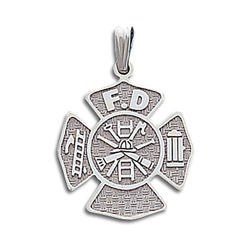 13/16in 14kt White Gold Firefighter's Tools Pendant