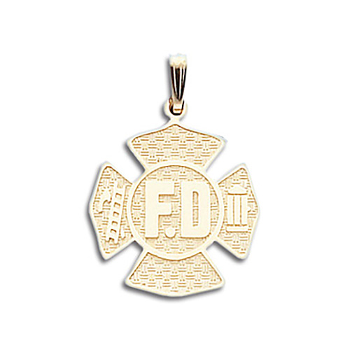 3/4in 14kt Gold FD Shield Pendant