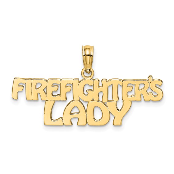 Firefighter's Lady Pendant 14k Yellow Gold