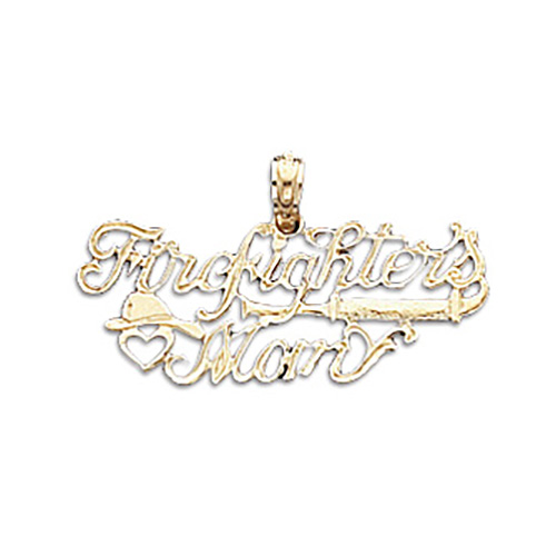 14kt Yellow Gold Firefighter's Mom Pendant