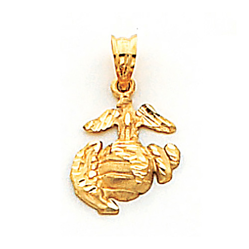 14kt Yellow Gold 1/2in USMC Insignia Charm