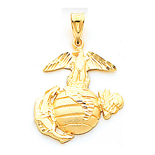 14k Yellow Gold 1in USMC Insignia Pendant
