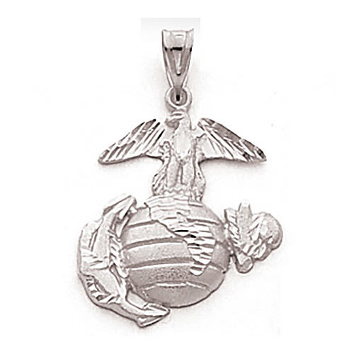 Sterling Silver 1in USMC Eagle Globe and Anchor Pendant