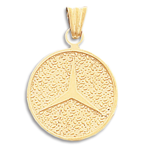 Mercedes 3/4in 14kt Gold Pendant