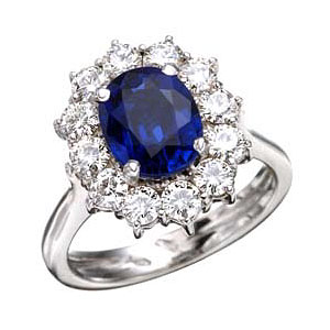3.62 CT TW Created Sapphire and Moissanite Ring
