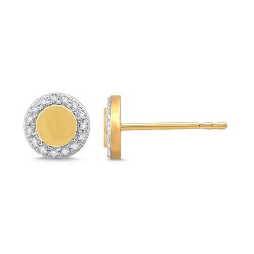14k Yellow Gold 1/8 ct tw Diamond Round Button Earrings