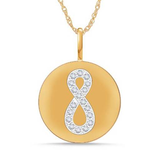 14k Yellow Gold 1/6 ct tw Diamond Infinity Medallion Necklace