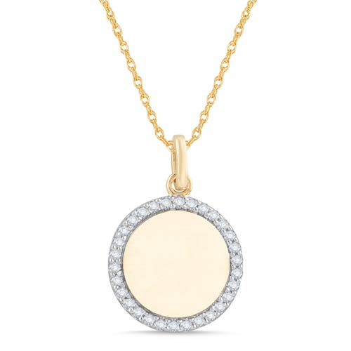 14k Yellow Gold 1/6 ct tw Diamond Round Medallion Necklace