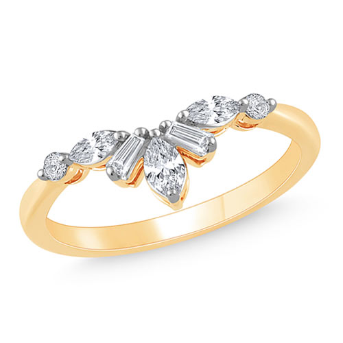 14k Yellow Gold 1/3 ct tw Diamond Medley Ring